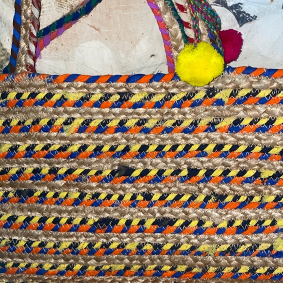 America and Beyond Handwoven Jute Beach Tote - Picture 2 of 4